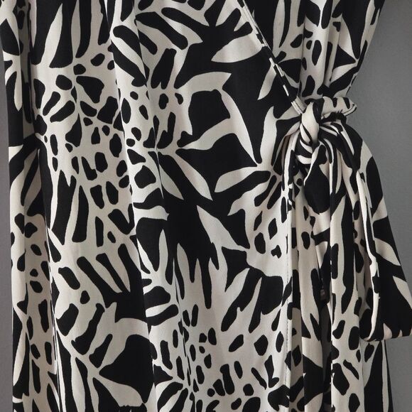 Mikael Aghal Silk Long-Sleeve Printed Wrap Dress Size 6 - Picture 3 of 5